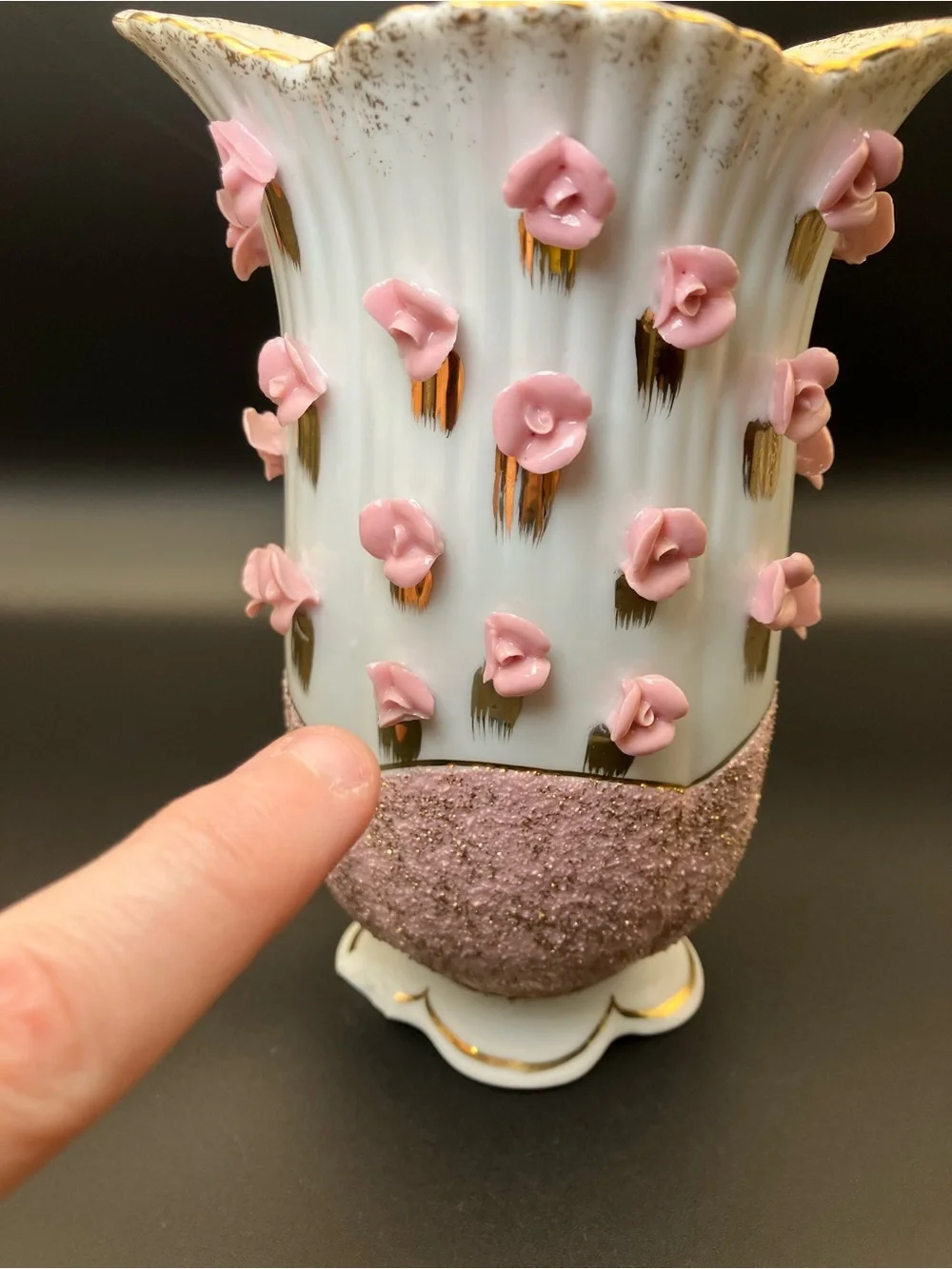 Vintage Pink Floral Accent Vase